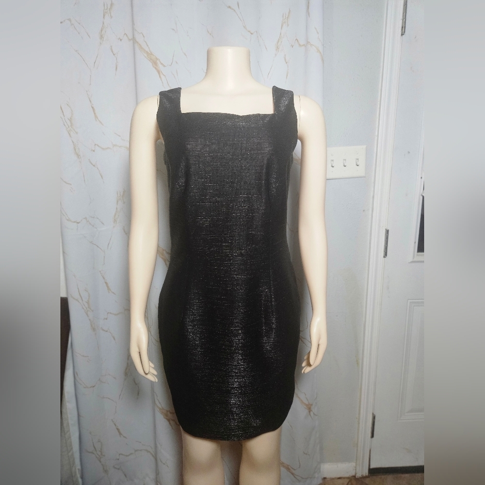 Donna Ricco Black Square-Neck Mini Sheath Dress
